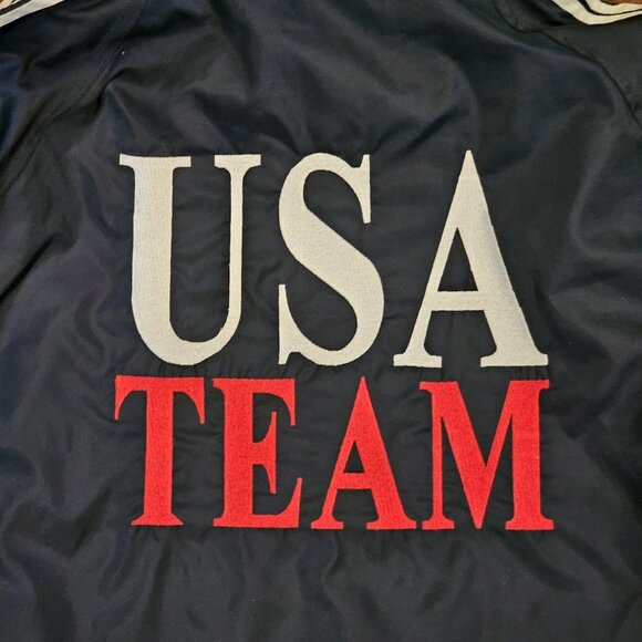 Y2K‎ Olympics USA Team Jacket Windbreaker Navy Blue Embroidery Nylon Sz XL Hood - Picture 4 of 13